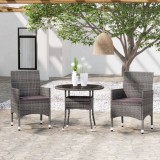 vidaXL Set mobilier de grădină, 3 piese, gri, poliratan 3058479