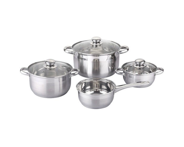 Set vase de gatit Michelino, 7 piese, otel inoxidabil, inductie, argintiu