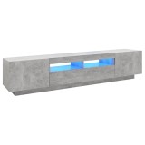 Cumpara ieftin Comoda TV cu lumini LED, gri beton, 200x35x40 cm