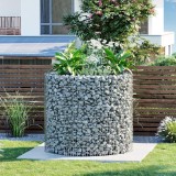 SONGMICS Cos de gabioane rotund pentru pietre, otel galvanizat, 90x90x80cm, argintiu