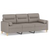 Canapea cu 3 locuri cu pernute, gri taupe, 180 cm, textil