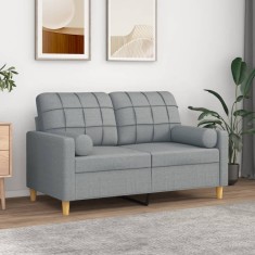 vidaXL Perne decorative, 2 buc., gri deschis, &Oslash;15x50 cm, textil