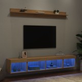Cumpara ieftin Unități de perete TV cu LED-uri, 5 piese, stejar sonoma, lemn