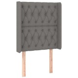 Cumpara ieftin Tablie de pat cu aripioare gri inchis 83x16x118/128 cm textil