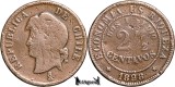 1898, 2&frac12; Centavos - Chile