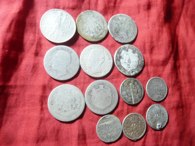 13 monede argint Romania , defecte , 49g foto