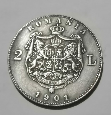 Replică 1/1 după moneda de argint de 2 lei 1901 foto