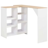 vidaXL Masă de bar cu raft mobil, alb, 138x39x110 cm 280225