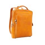 Rucsac din piele naturala vachetta, port laptop, galben, R107GG