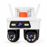 Cameră de Supraveghere Exterior Wi-Fi cu 2 Obiective și Rotire, Alb