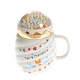 Cana alba cu capac model Craciun 480 ml