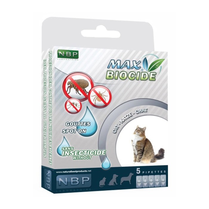 Pipete antiparazitare pentru pisica, Max Biocide, Geraniol, 5 buc x 1 ml