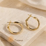 Cumpara ieftin Cercei Amara , cercei rotunzi mici, cu profil bombat, placaj triplu cu aur 14K, 2,3 cm
