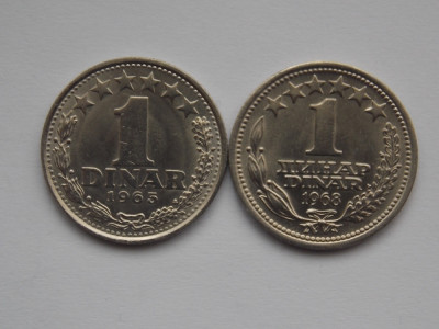 LOT 2 MONEDE DIFERITE 1 DINAR IUGOSLAVIA-1965,1967 foto