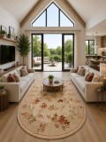 Covor Oval Lotos 551-100, Marime 60 x 110 cm, Bej, Crem, Inaltime Fir 8 mm, Antialergic, Polipropilena, Living, Dormitor, Sufragerie, Birou