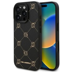 Husa iPhone 16 Pro Max Karl Lagerfeld Leather MagSafe, Karl Head, negru, KLHMP16XPGKHPHK foto