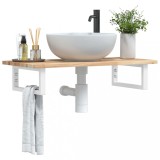 VidaXL Raft pentru lavoar montat pe perete, oțel și lemn masiv acacia 3302668
