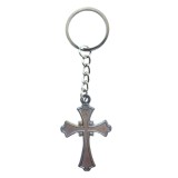 Cumpara ieftin Breloc metalic model cruce, stil gothic, argintiu, din otel inoxidabil