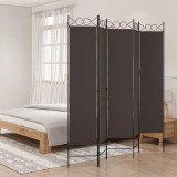 Paravan de cameră cu 5 panouri maro 200x200 cm material textil