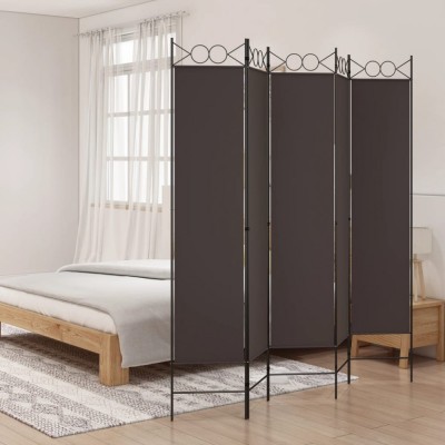 Paravan de cameră cu 5 panouri maro 200x200 cm material textil foto