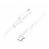 Cablu Date si Incarcare Borofone BX70 USB Type-C la USB Type-C 1m 3A 60W Alb