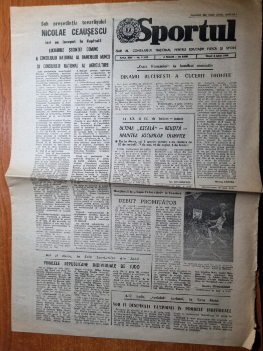 sportul 3 iunie 1988-dinamo bucuresti campioana la handbal