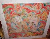 TABLOU VECHI - PICTURA PE CARTON APROX 75 X 75 CM