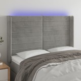 Gossi tablie de pat cu led, gri deschis, 147x16x118/128 cm, catifea