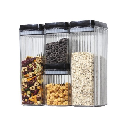 Set 4 Recipiente din Plastic, Cyrax, pentru Alimente/Obiecte, Inchidere Ermetica, Textura Ondulata, 2 x 1.5l, 2 x 3.3 l, Transparent foto