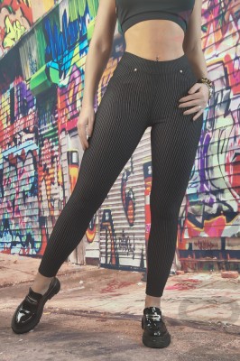 D858-1 Colanti casual/elegant cu talie inalta si model in dungi foto