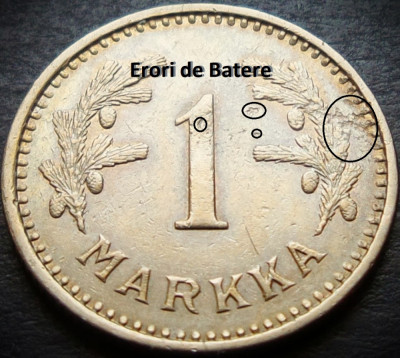 Moneda istorica 1 MARKKA - FINLANDA, anul 1933 *cod 3457 A = erori exfoliere foto
