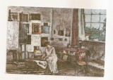 RF182 - Carte Postala - Arta - Gheorghe Petrascu. Interior de atelier cu femeie in alb, necirculata