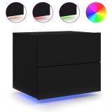 Noptiera montata pe perete cu lumini LED, negru, DKD Home Decor
