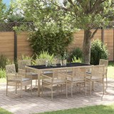 VidaXL Set de masă pentru grădină 9 pcs Bej Rattan poli 3334884