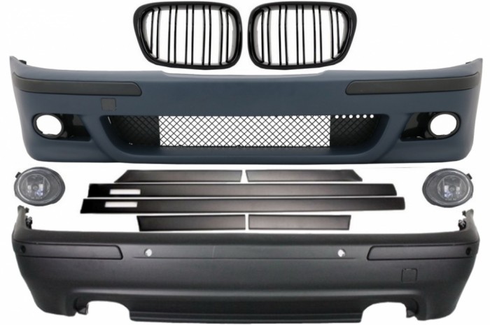 Kit Exterior BMW Seria 5 E39 (1997-2003) Cu Proiectoare Crom si Grile Negru Lucioase+Bandouri Laterale Performance AutoTuning