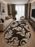 Cumpara ieftin Covor Oval Luna 1833-12, 60x110 cm, Maro, 6mm fir, Polipropilena Friese, Antialergic, Living/Dormitor