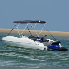 vidaXL Parasolar Bimini 3 arcuri pere?i din plasa 183x(185-198)x137 cm foto