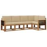 vidaXL Set de canapele de exterior 5 pcs Natural și Bej Poliester 3385214