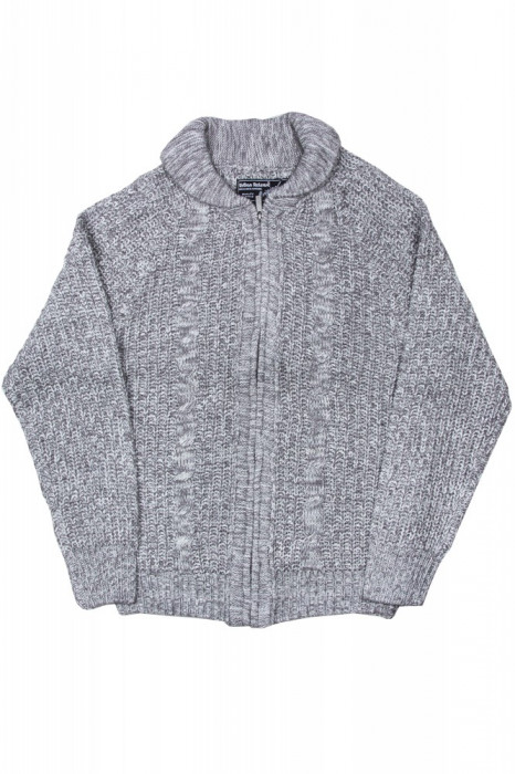 Cardigan pentru barbati Urban Release, cu fermoar, Gri/Alb