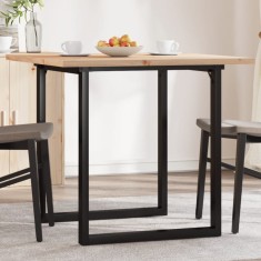 vidaXL Masă bucătărie, cadru O, 90x90x75,5 cm lemn masiv pin și Oţel