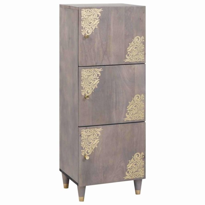 vidaXL Bufet cu raft Gri și Aur 40 x 33.5 x 110 cm Lemn masiv de mango 4018801