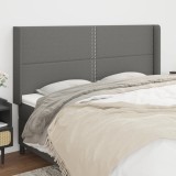 vidaXL Tăblie de pat cu aripioare gri &icirc;nchis 183x16x118/128 cm textil