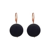 Cercei Timeless cu disc, din agat negru satinat