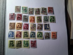 Serie mica Ungaria 1945 supratipar valoare noua , 30 valori unele au urma sarniera , 2 val. au pliu