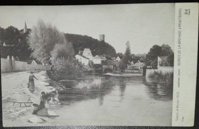 Carte postala, Bords de la Brenne a Montbard, Franta, perioada 1913 foto