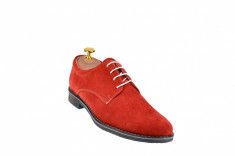 Pantofi barbati rosii, casual - eleganti din piele naturala intoarsa - PAVELR foto