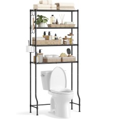 SONGMICS Raft de depozitare pentru baie, suprapunere peste masina spalat sau vas WC, 30x83x176 cm, negru Household NewTrend
