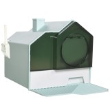 PawHut Litiera Pisici Inchisa cu Capac, Tava Detasabila, Usa, Design Casuta, Covoras, Lopatica