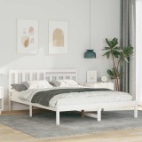 Cadru de pat cu headboard Alb 160 x 200 cm Lemn de brad solid