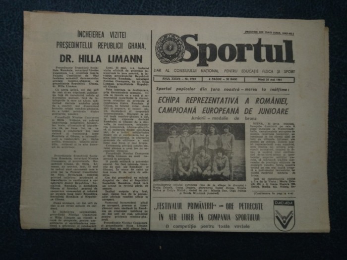 ZIARUL SPORTUL 26 MAI 1981